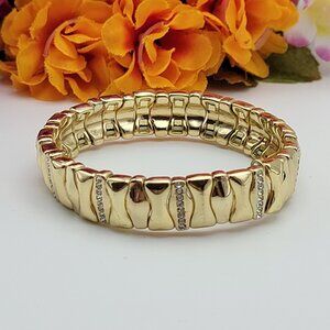 Nine West Gold Tone Clear Cubic Zirconia Stretch Bracelet 7" Sizable